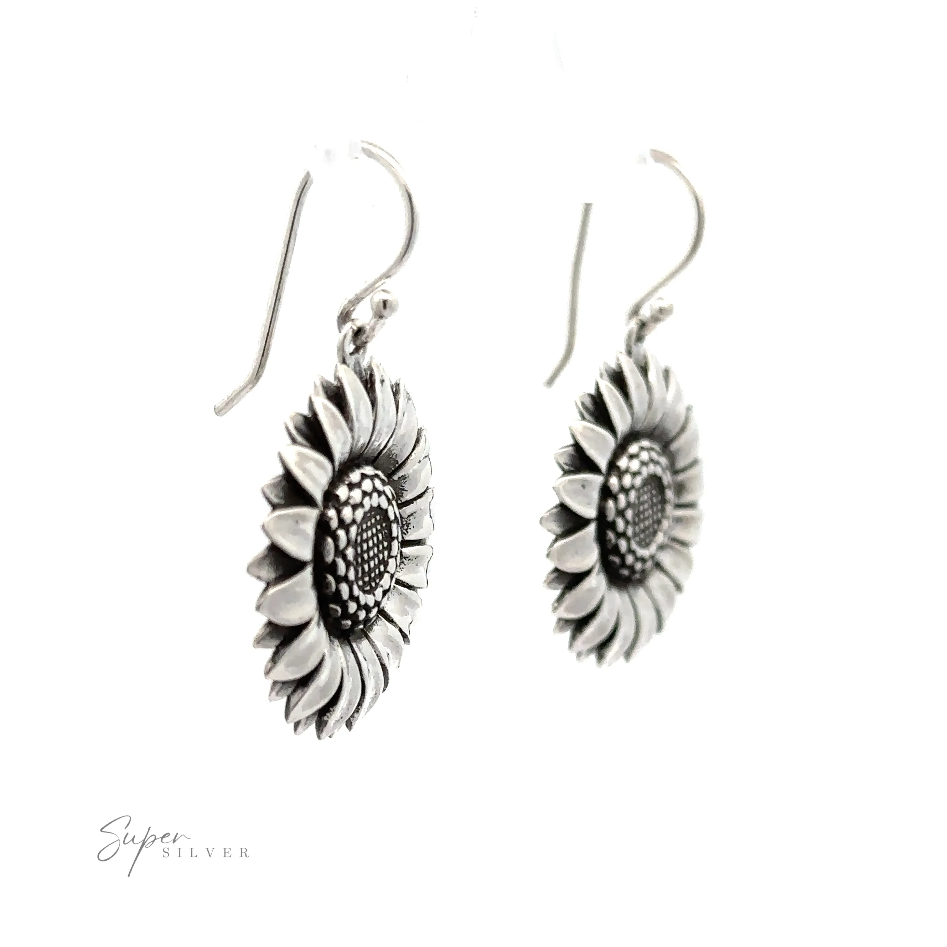 Silver Sunflower Earrings