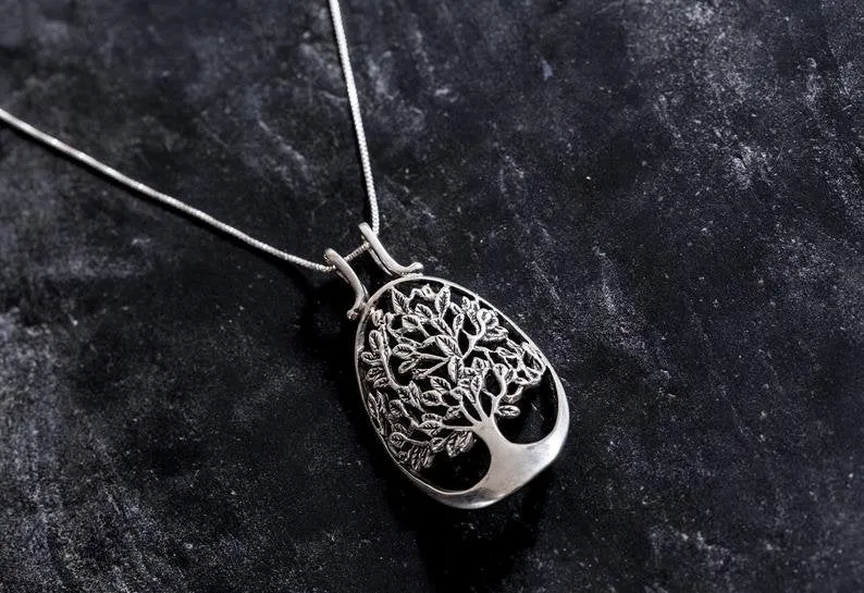 Silver Tree Necklace - Tree of Life Necklace - Family Tree Pendant