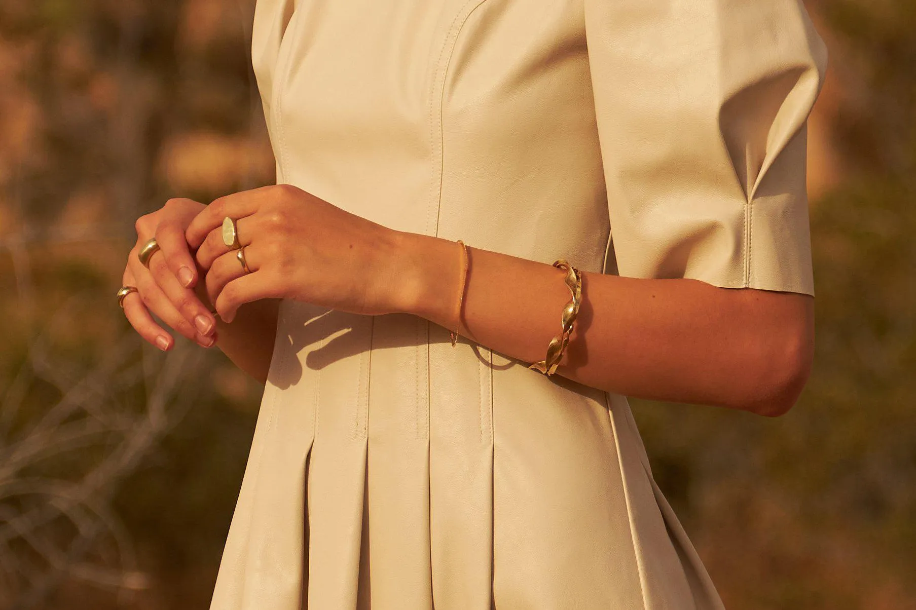 Slinky Gold Herringbone Chain Bracelet
