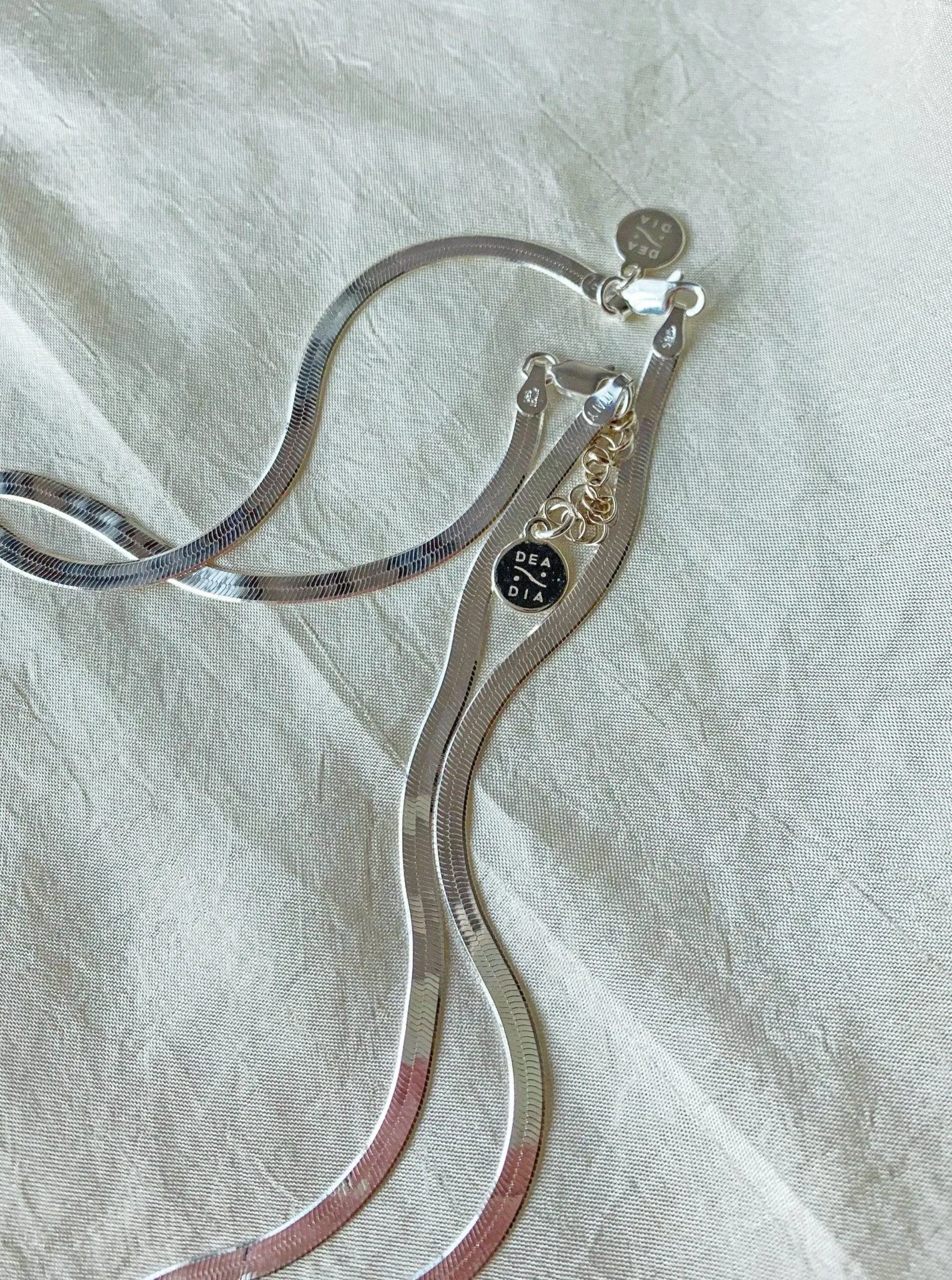 Slinky Silver Herringbone Chain Necklace