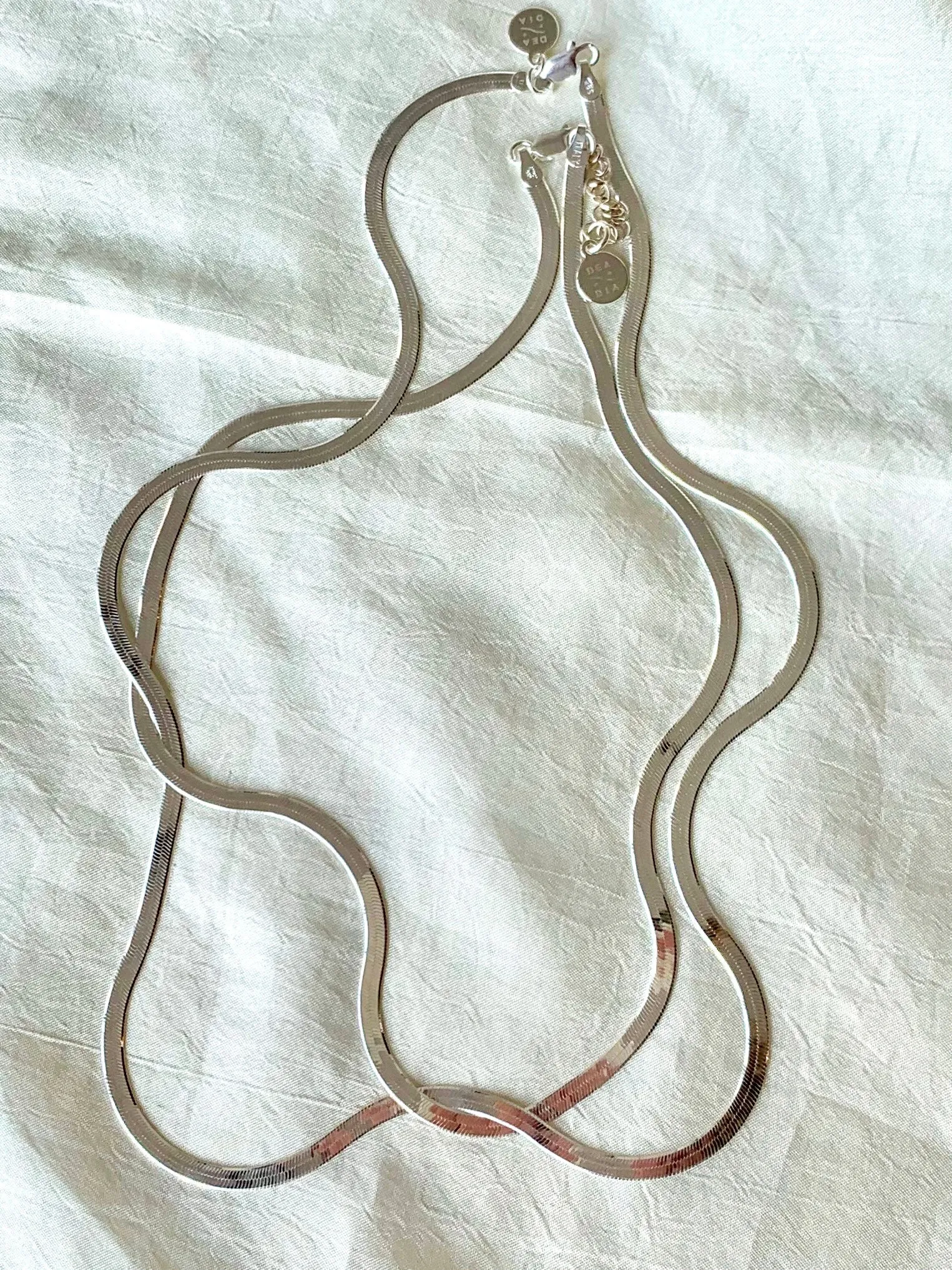 Slinky Silver Herringbone Chain Necklace