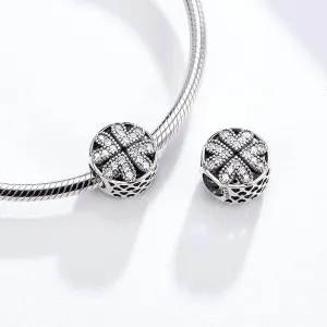 Solid 925 Sterling Silver Petal of Love CZ Charm