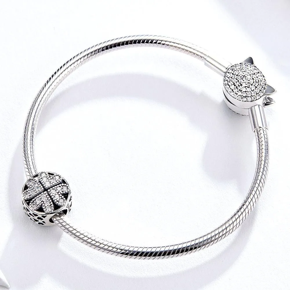 Solid 925 Sterling Silver Petal of Love CZ Charm