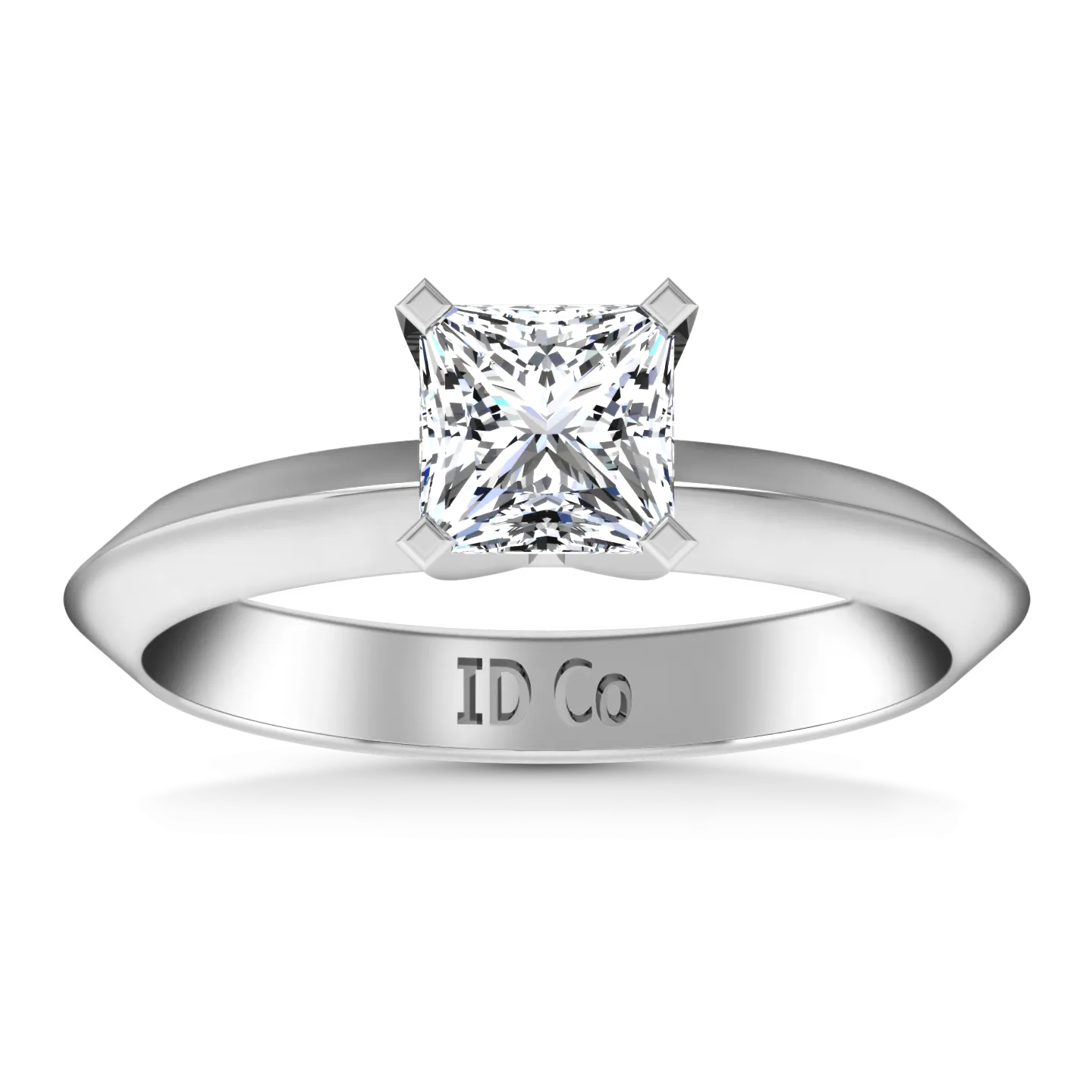 Solitaire Engagement Ring Knife Edge Princess Cut Diamond 14K White Gold