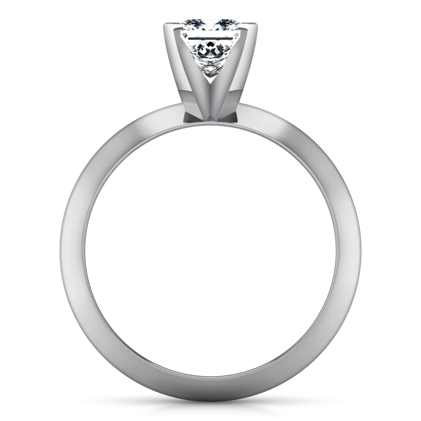 Solitaire Engagement Ring Knife Edge Princess Cut Diamond 14K White Gold