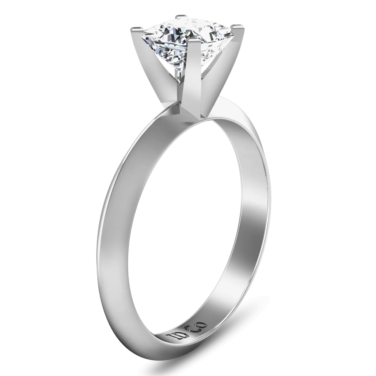 Solitaire Engagement Ring Knife Edge Princess Cut Diamond 14K White Gold