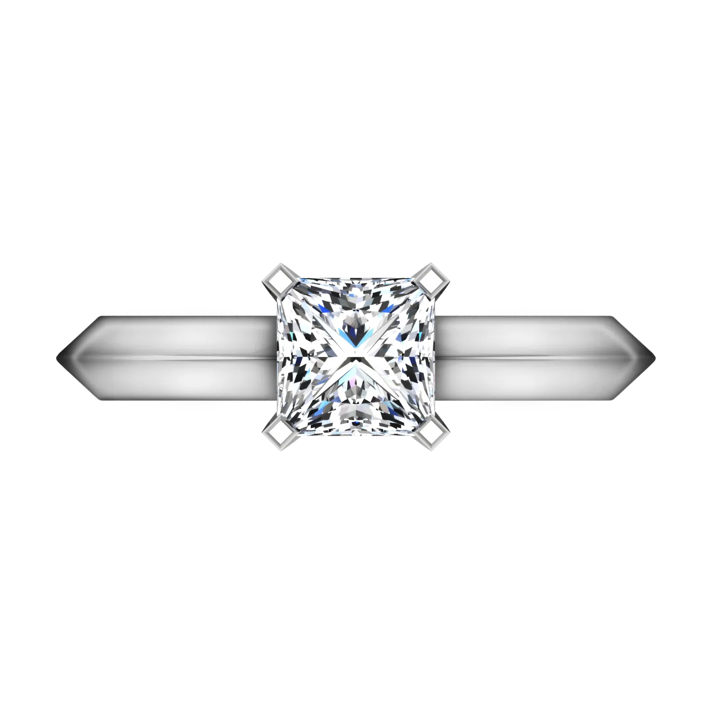 Solitaire Engagement Ring Knife Edge Princess Cut Diamond 14K White Gold