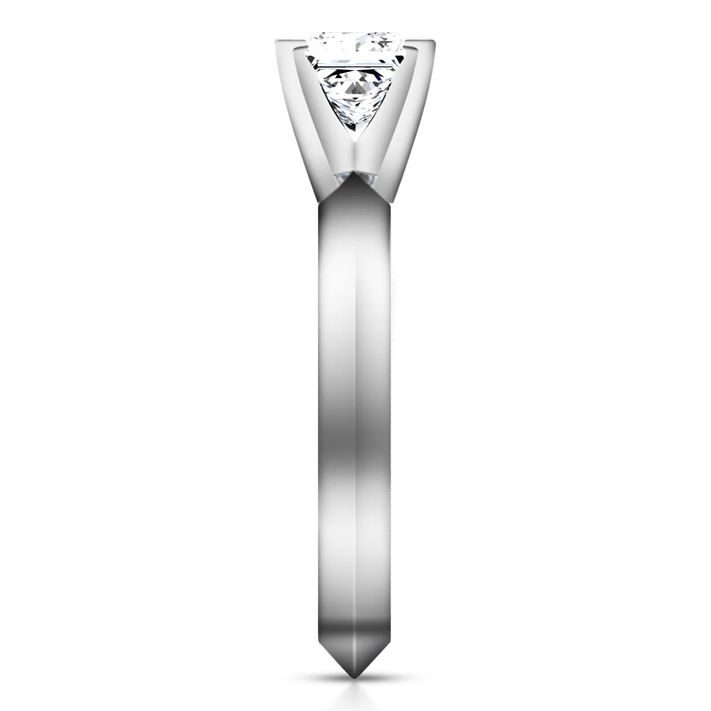 Solitaire Engagement Ring Knife Edge Princess Cut Diamond 14K White Gold