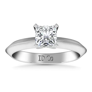Solitaire Engagement Ring Knife Edge Princess Cut Diamond 14K White Gold