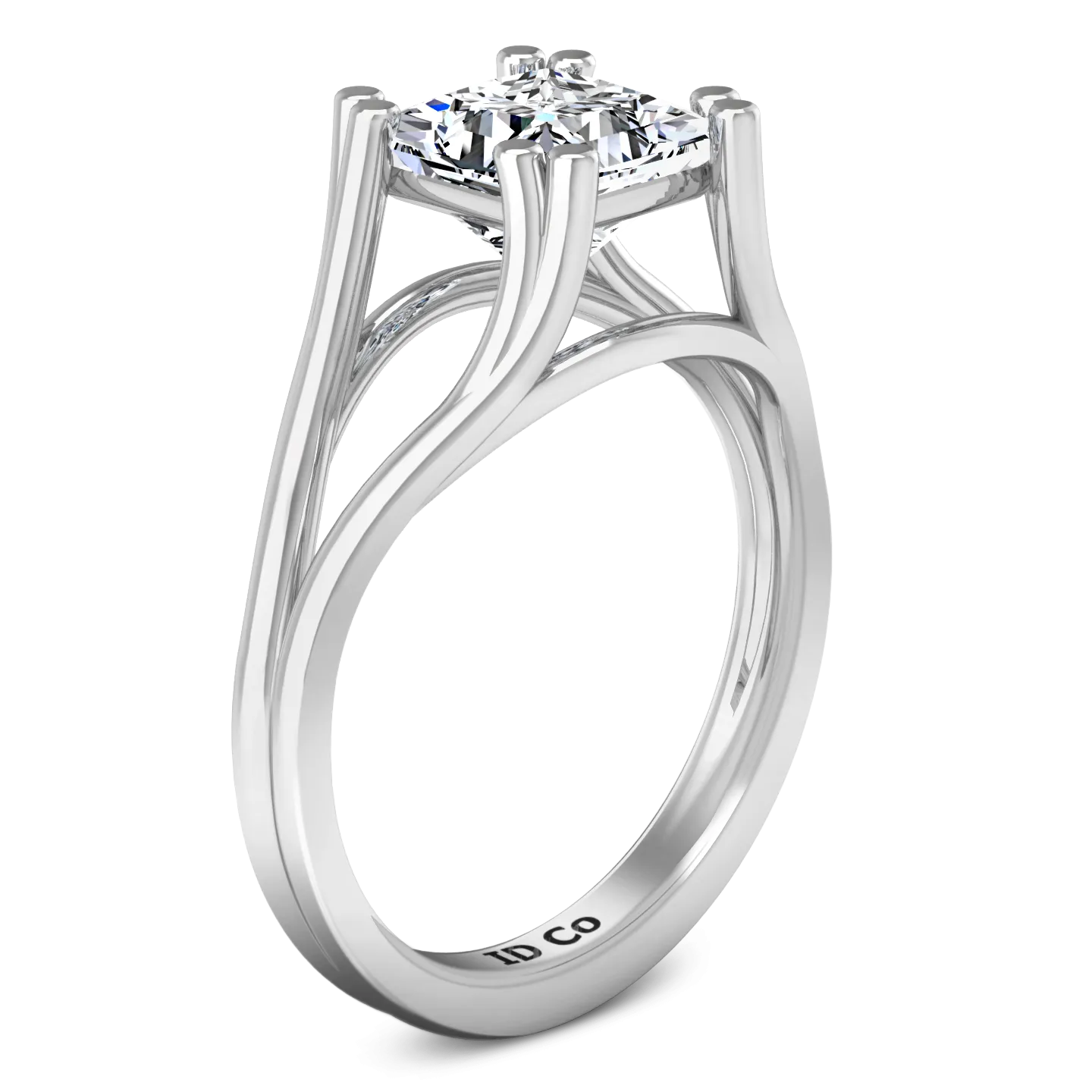Solitaire Princess Cut Engagement Ring Bella 14K White Gold