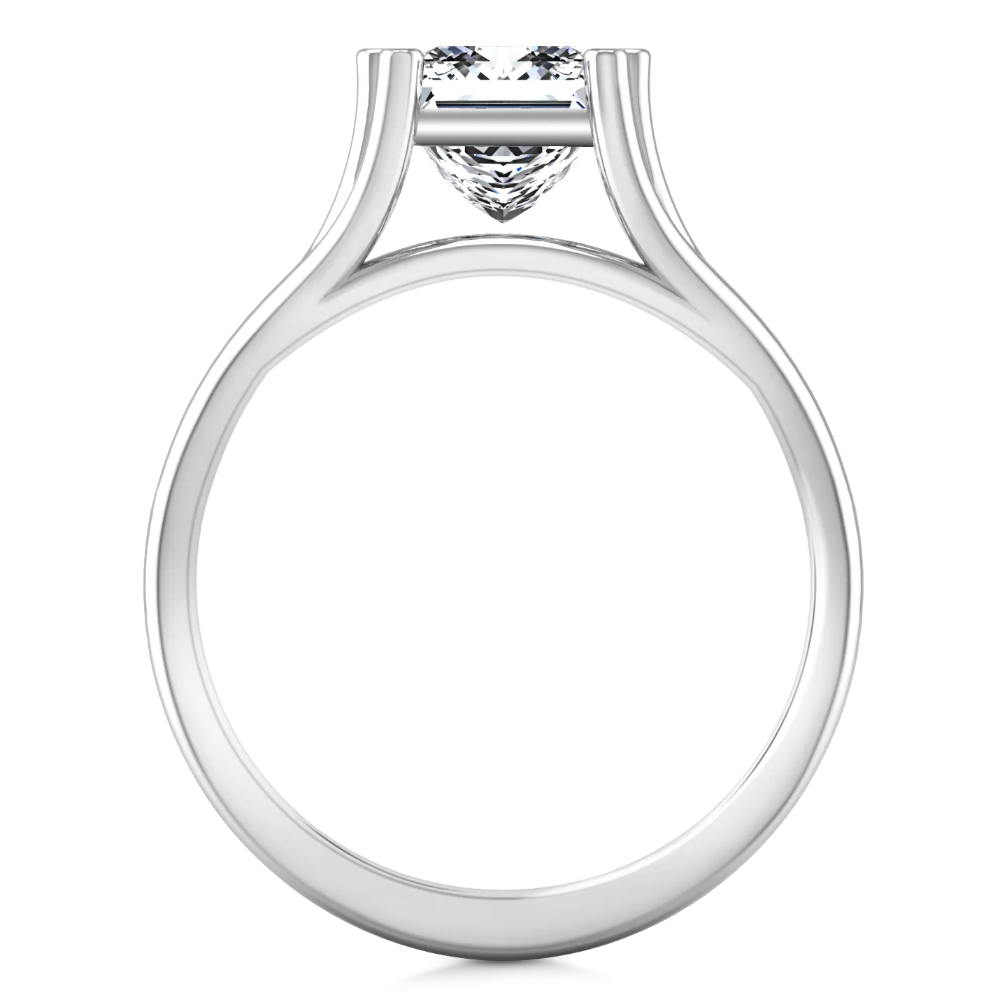 Solitaire Princess Cut Engagement Ring Bella 14K White Gold