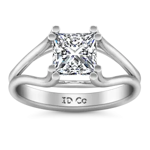 Solitaire Princess Cut Engagement Ring Bella 14K White Gold