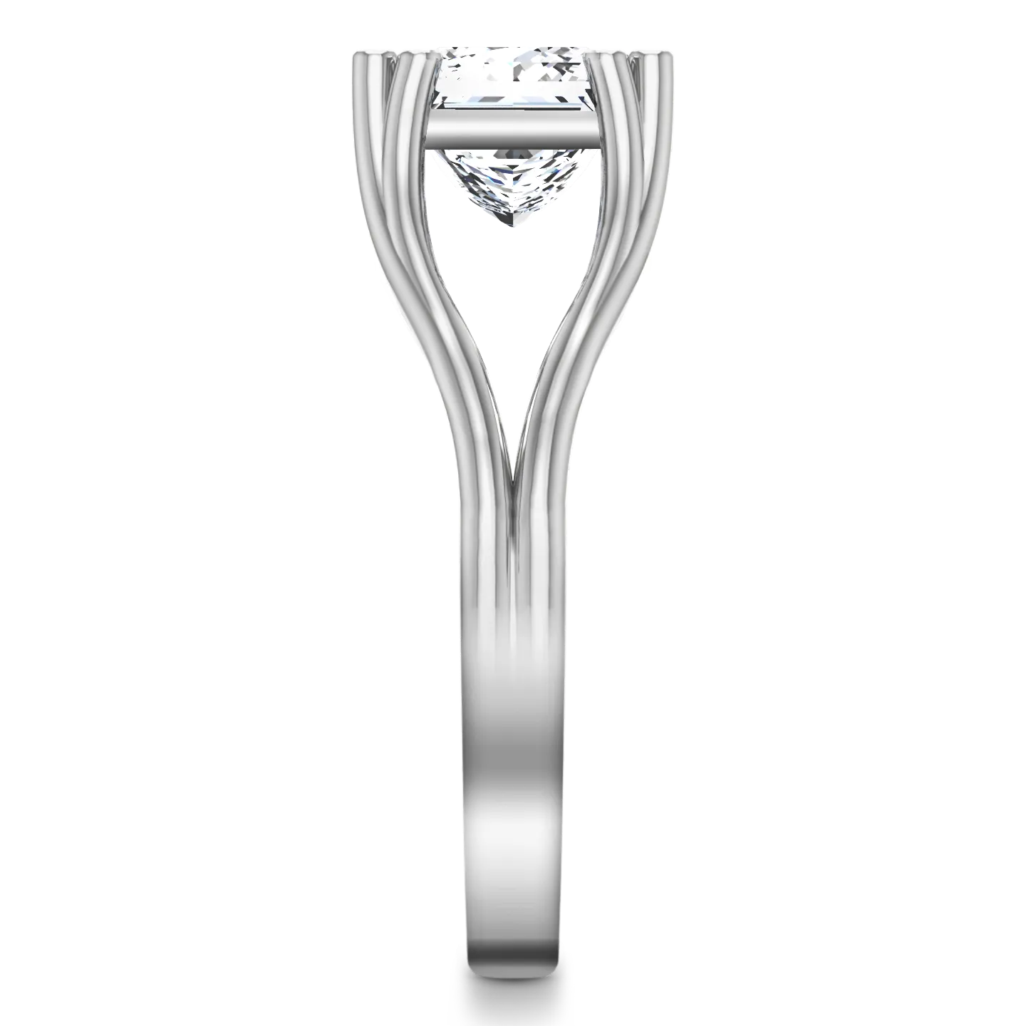 Solitaire Princess Cut Engagement Ring Bella 14K White Gold