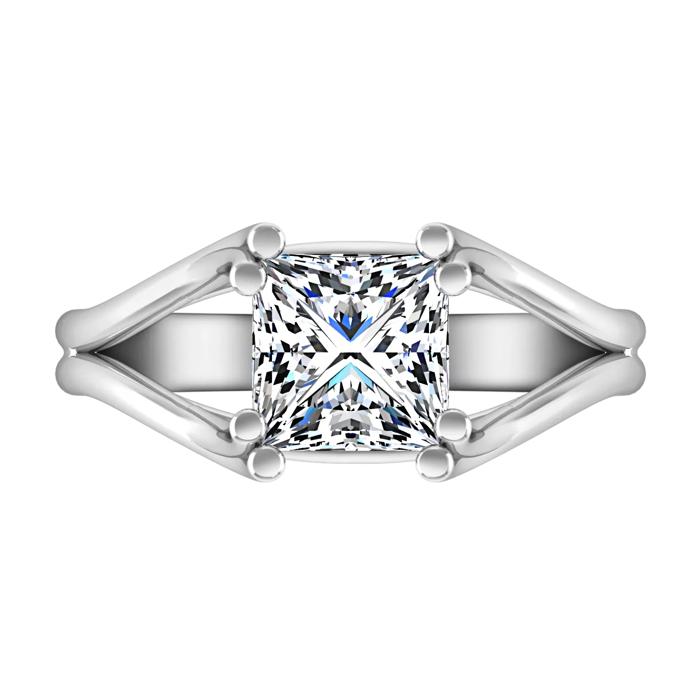 Solitaire Princess Cut Engagement Ring Bella 14K White Gold