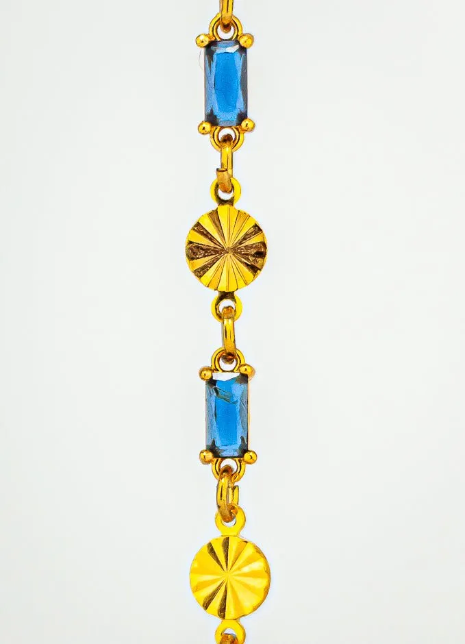 Sparkling Blue & Gold Earrings: Dainty Navy Blue Earrings