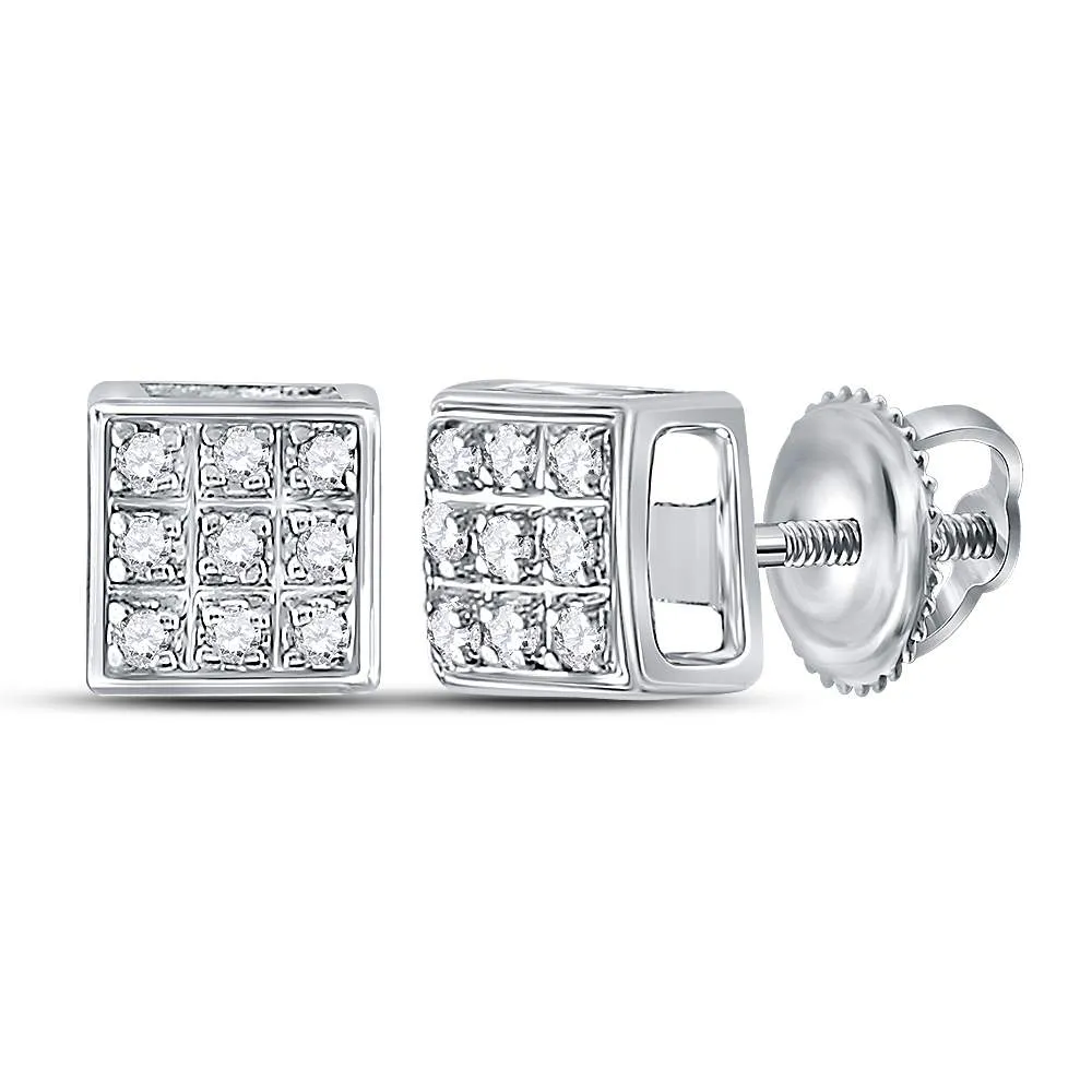 Sparkling Brilliance: 10kt White Gold Diamond Cluster Earrings