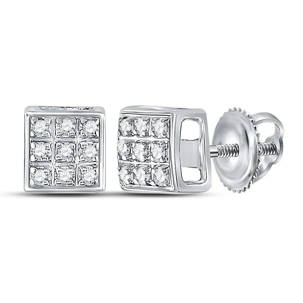 Sparkling Brilliance: 10kt White Gold Diamond Cluster Earrings