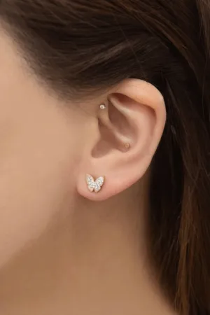 Sparkling Butterfly Stud Earrings