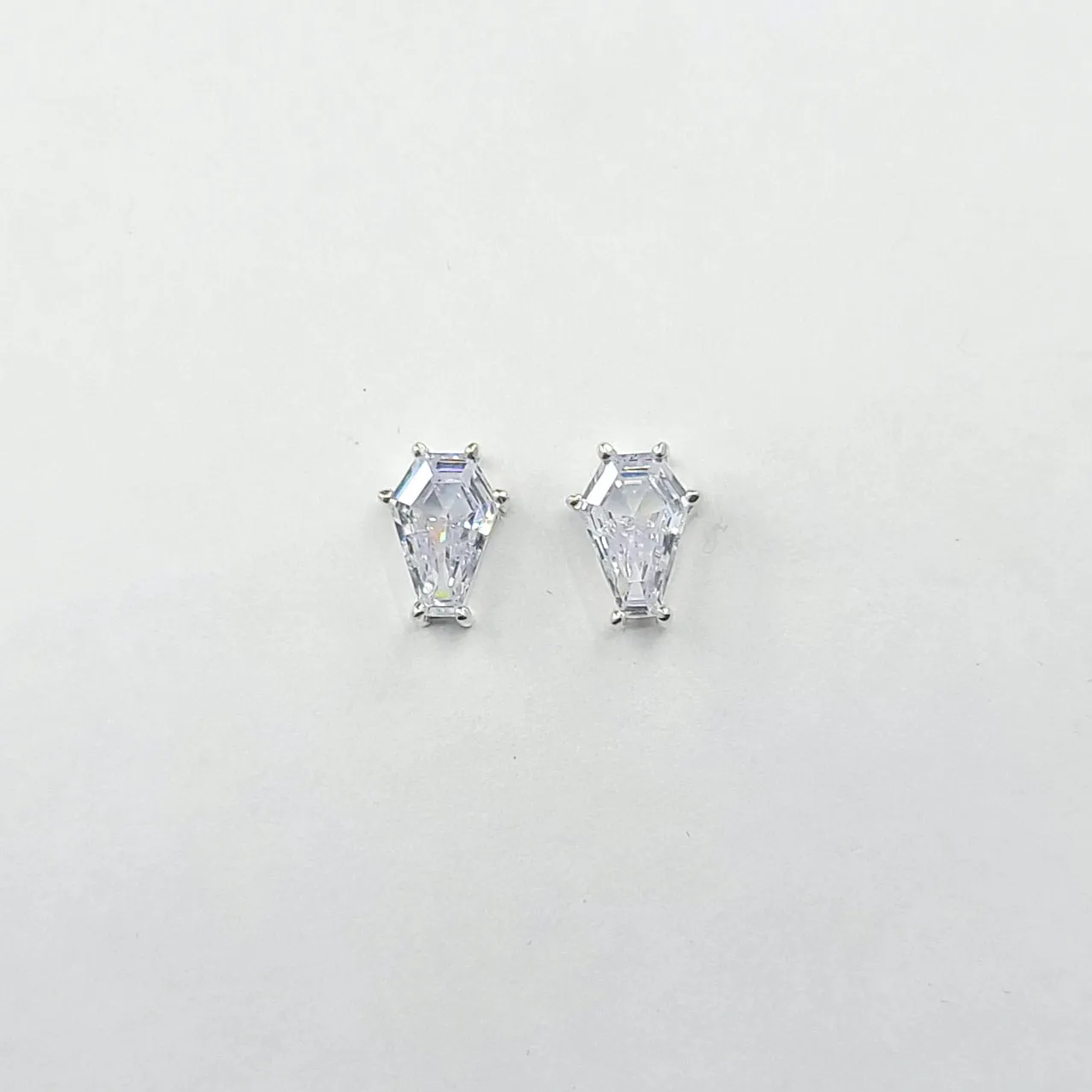 Sparkling Coffin Stud Earrings (6x9)