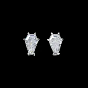Sparkling Coffin Stud Earrings (6x9)