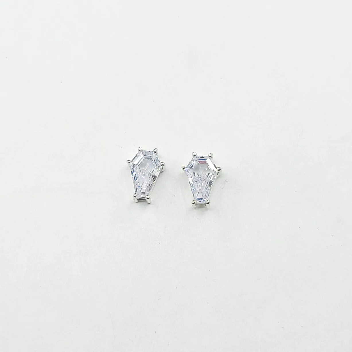Sparkling Coffin Stud Earrings (6x9)