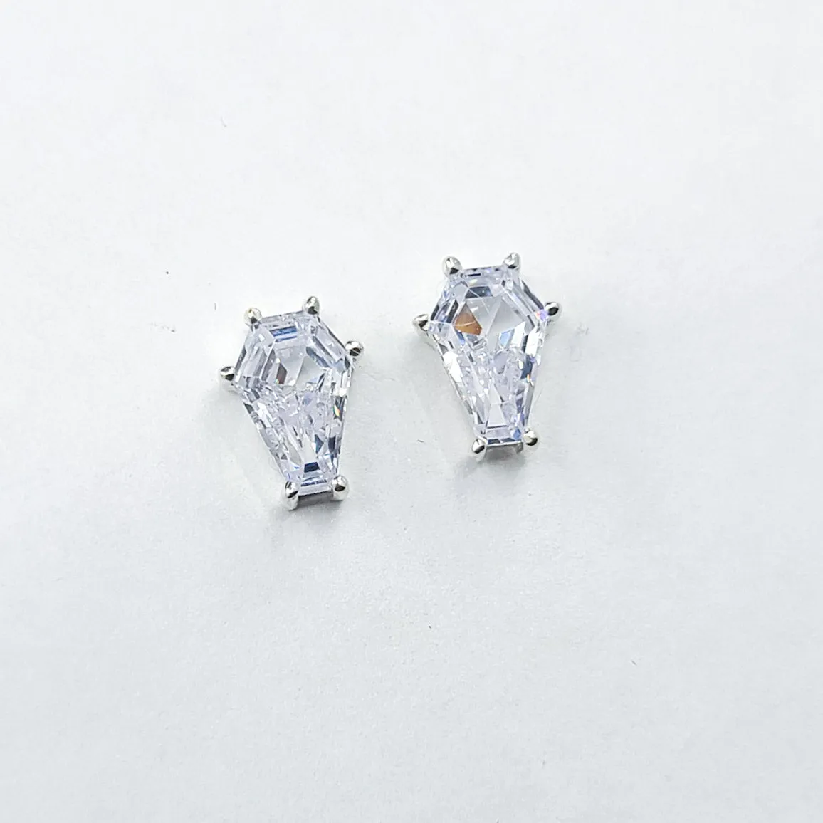 Sparkling Coffin Stud Earrings (6x9)