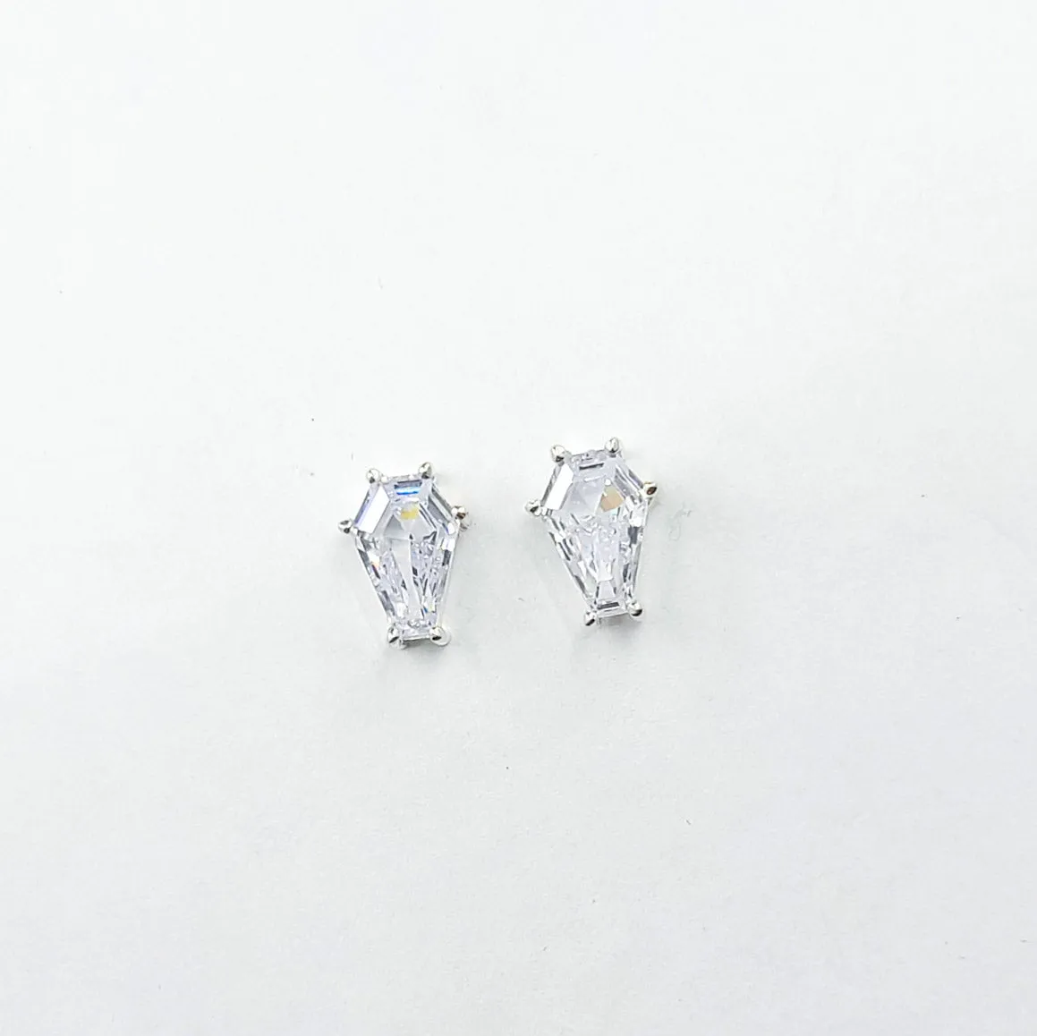 Sparkling Coffin Stud Earrings (6x9)