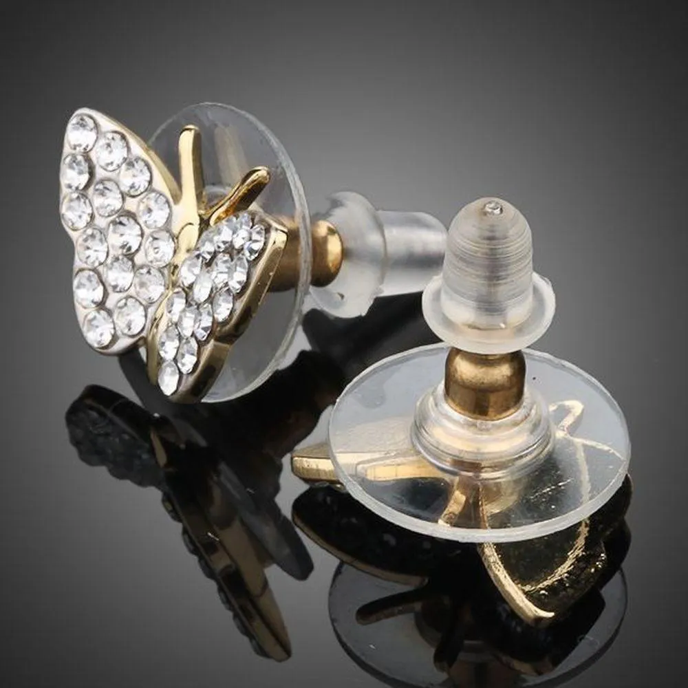 Sparkling Crystal Butterfly Stud Earrings