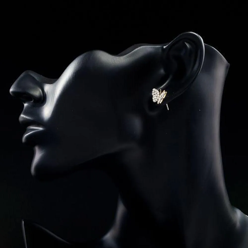 Sparkling Crystal Butterfly Stud Earrings