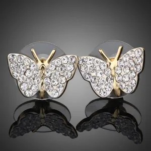 Sparkling Crystal Butterfly Stud Earrings
