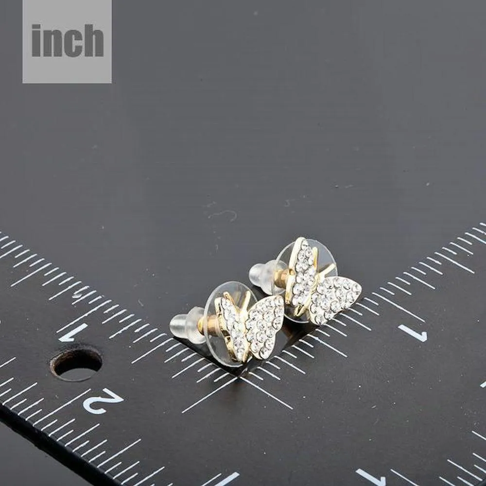 Sparkling Crystal Butterfly Stud Earrings