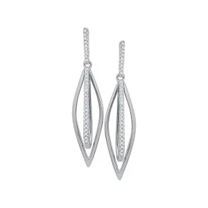Sparkling Diamond Oblong Oval Dangle Earrings