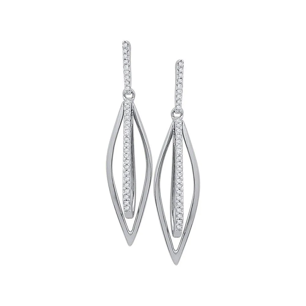 Sparkling Diamond Oblong Oval Dangle Earrings