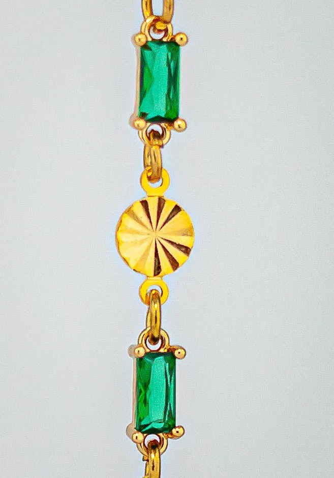 Sparkling Emerald Green Glass Gold Dainty Earrings: Dainty Gold Earrings