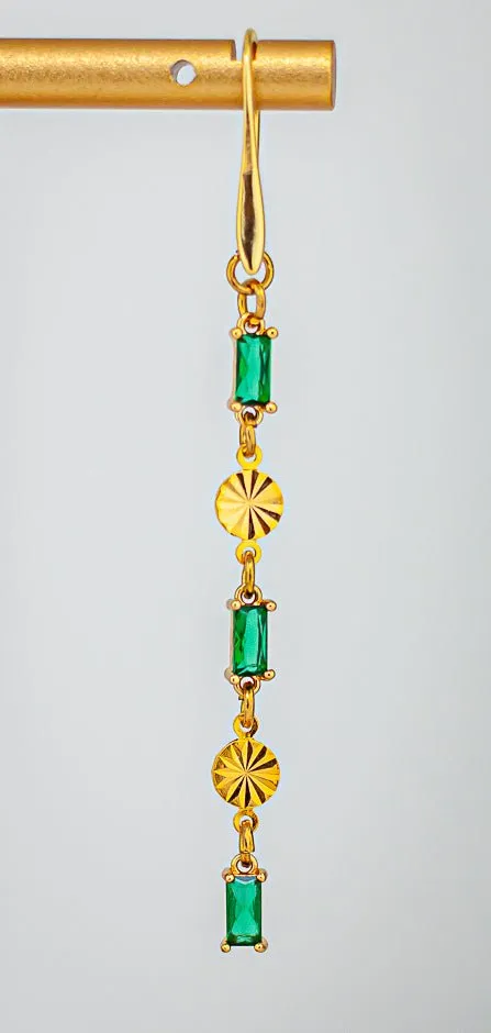 Sparkling Emerald Green Glass Gold Dainty Earrings: Dainty Gold Earrings