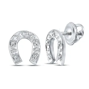 Sparkling Luck Sterling Silver Diamond Horseshoe Earrings
