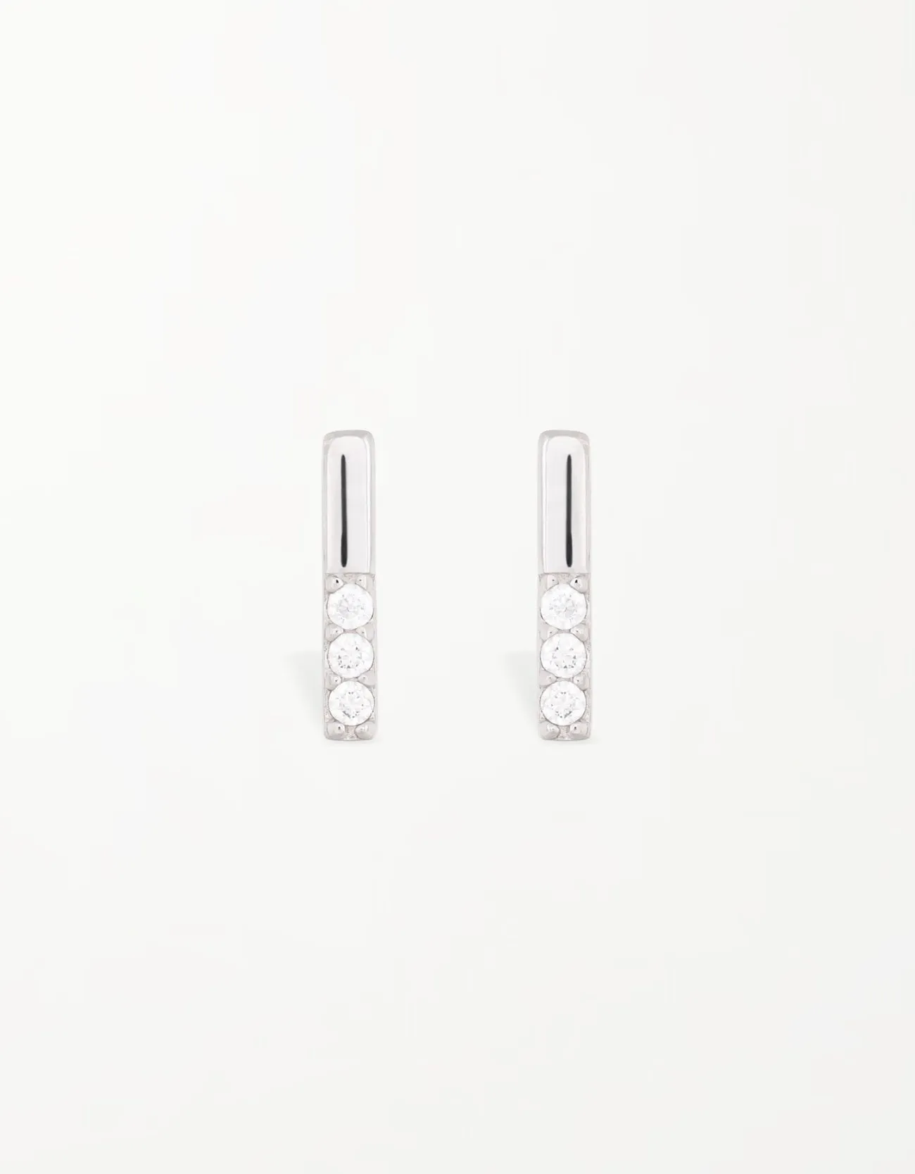 Sparkling Rectangular Sterling Silver Stud Earrings with CZ