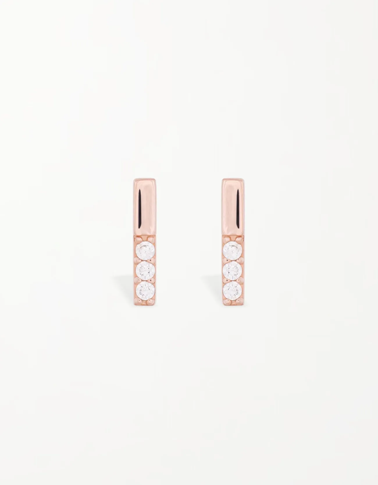 Sparkling Rectangular Sterling Silver Stud Earrings with CZ