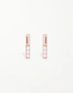 Sparkling Rectangular Sterling Silver Stud Earrings with CZ