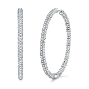 Sparkling Round Cut Diamond Hoop Earring