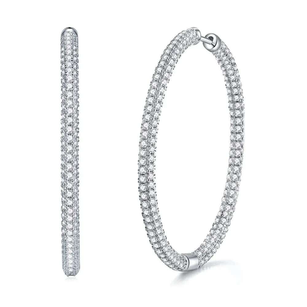 Sparkling Round Cut Diamond Hoop Earring