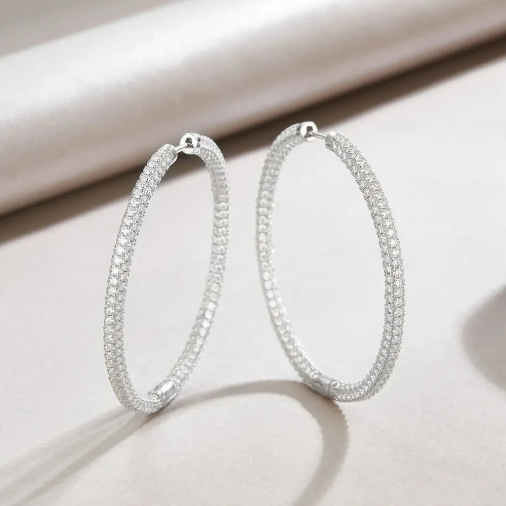 Sparkling Round Cut Diamond Hoop Earring