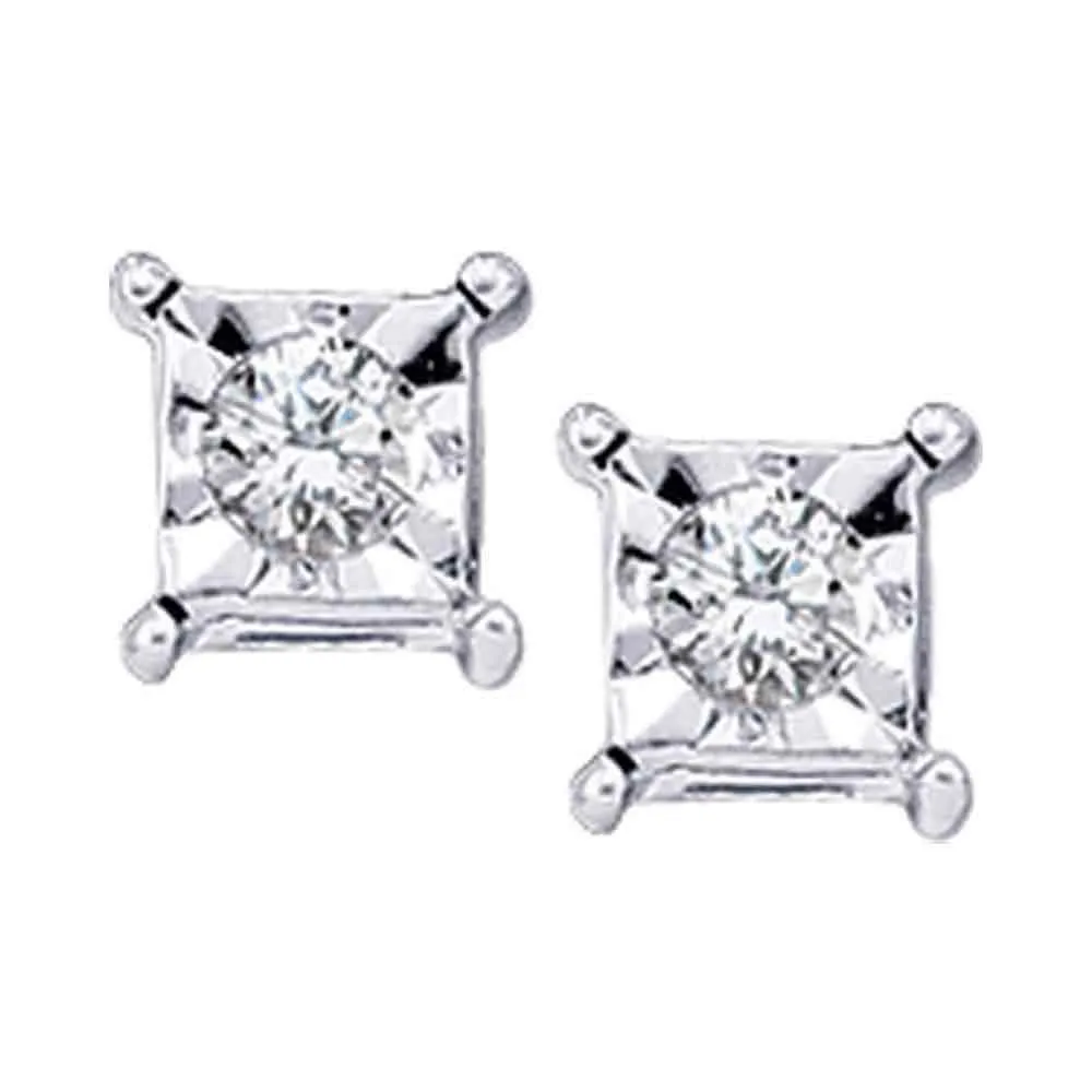 Sparkling Solitaire Diamond Earrings in 10kt White Gold
