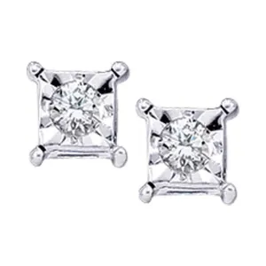 Sparkling Solitaire Diamond Earrings in 10kt White Gold