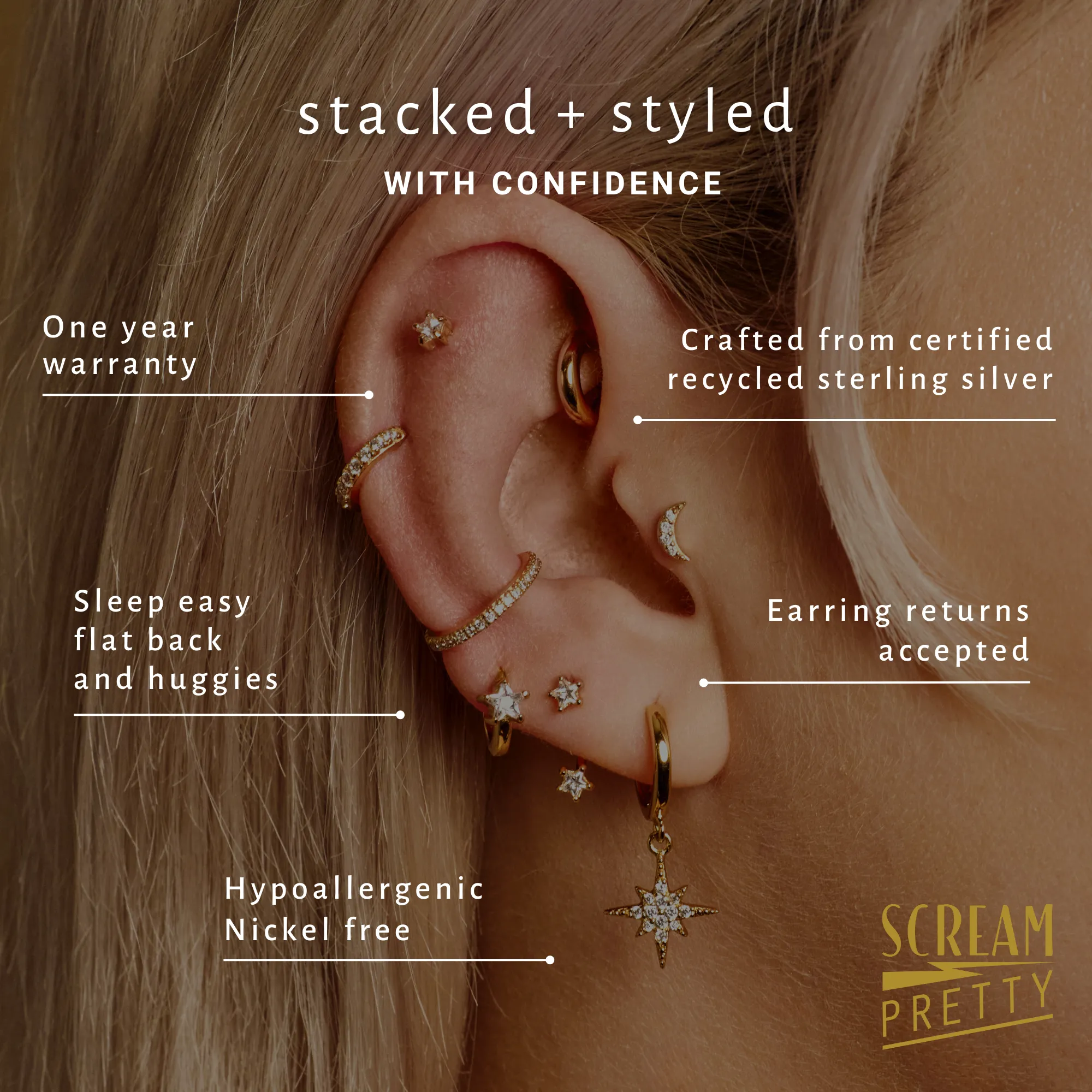 Sparkling Star Single Ear Cuff