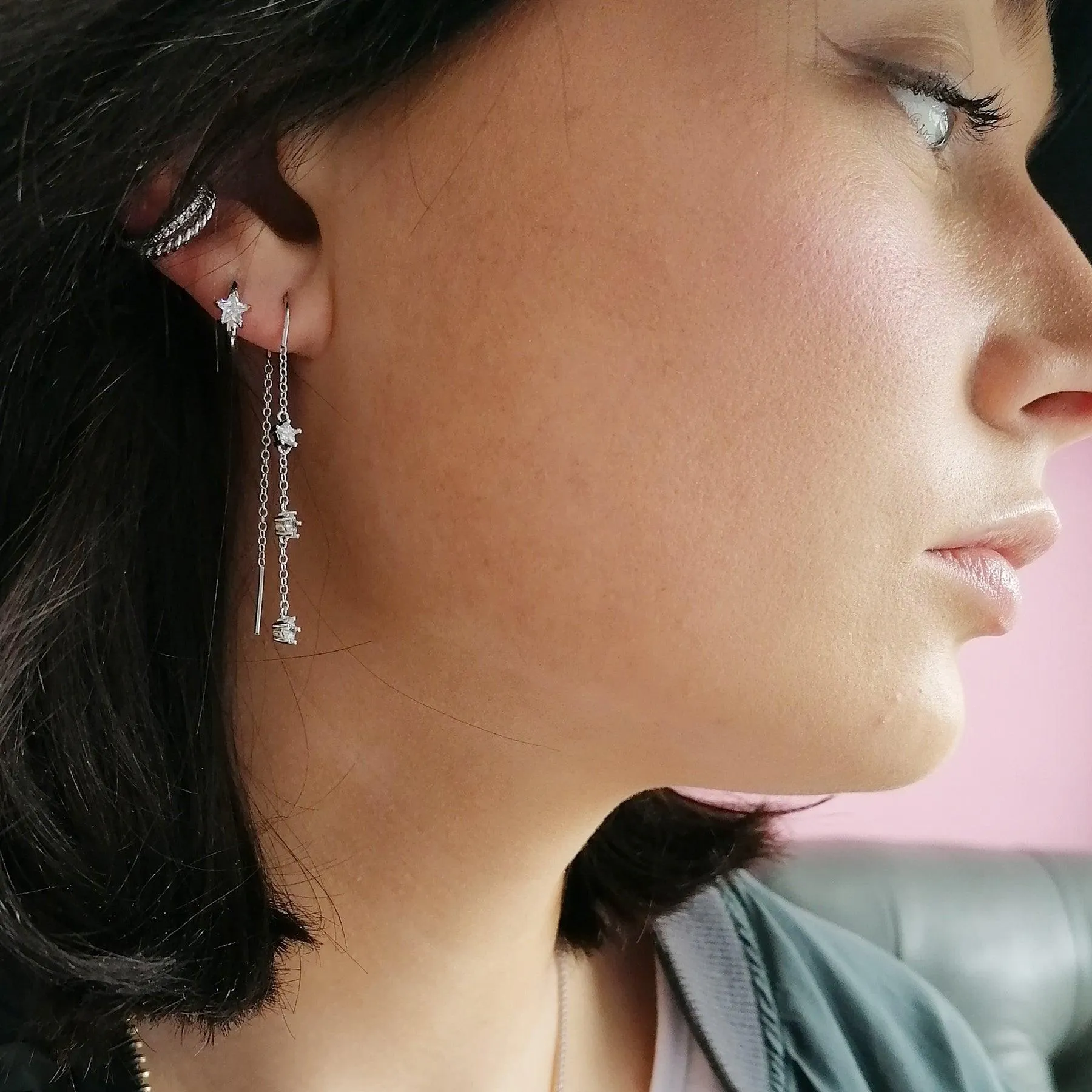 Sparkling Star Threader Earrings
