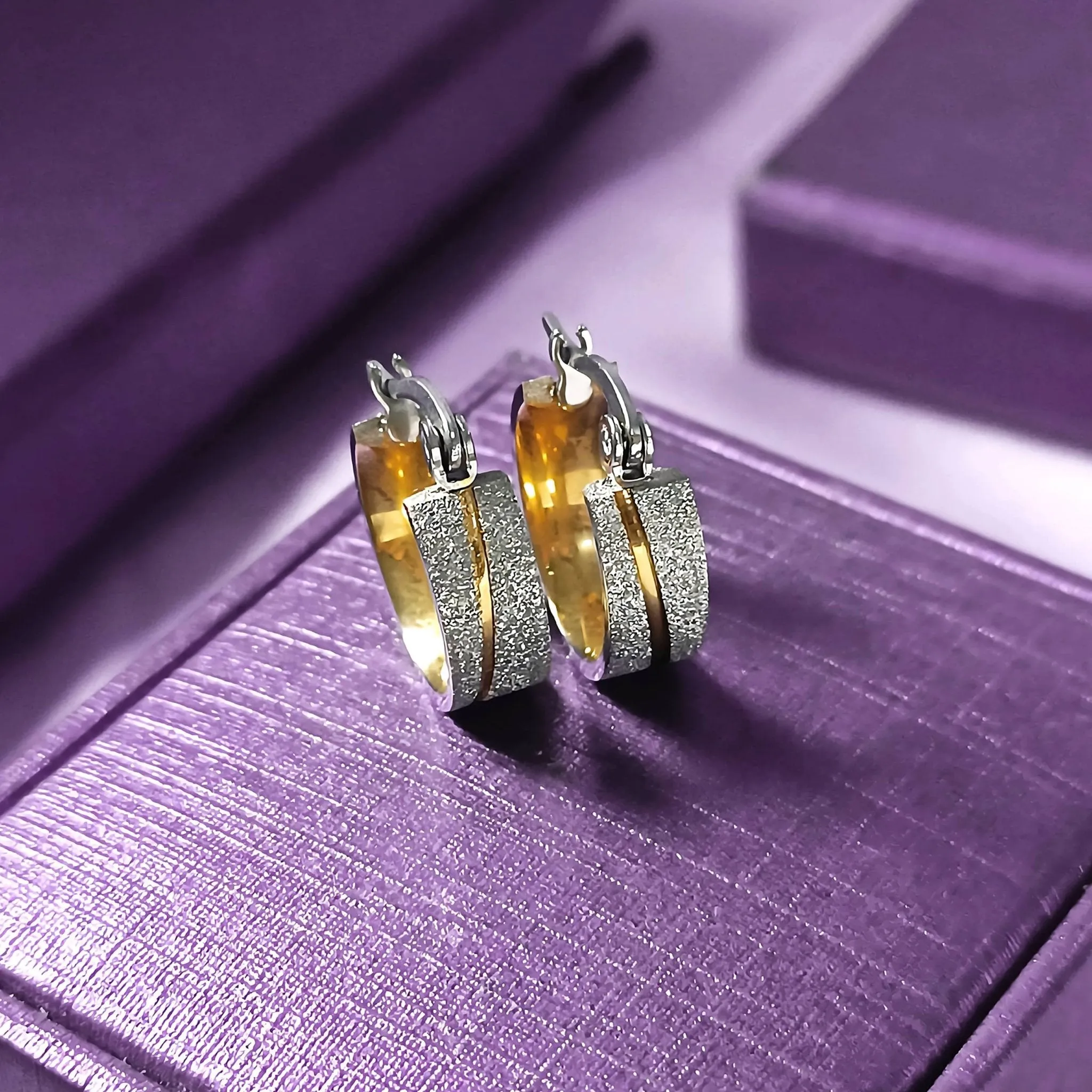 Sparkling Two Tone Hoop Earrings