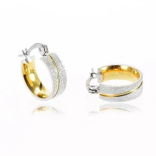 Sparkling Two Tone Hoop Earrings