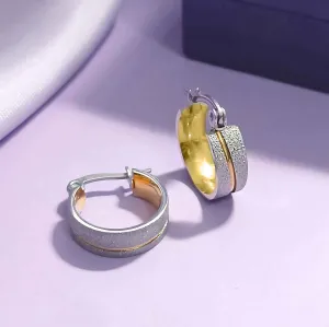 Sparkling Two Tone Hoop Earrings
