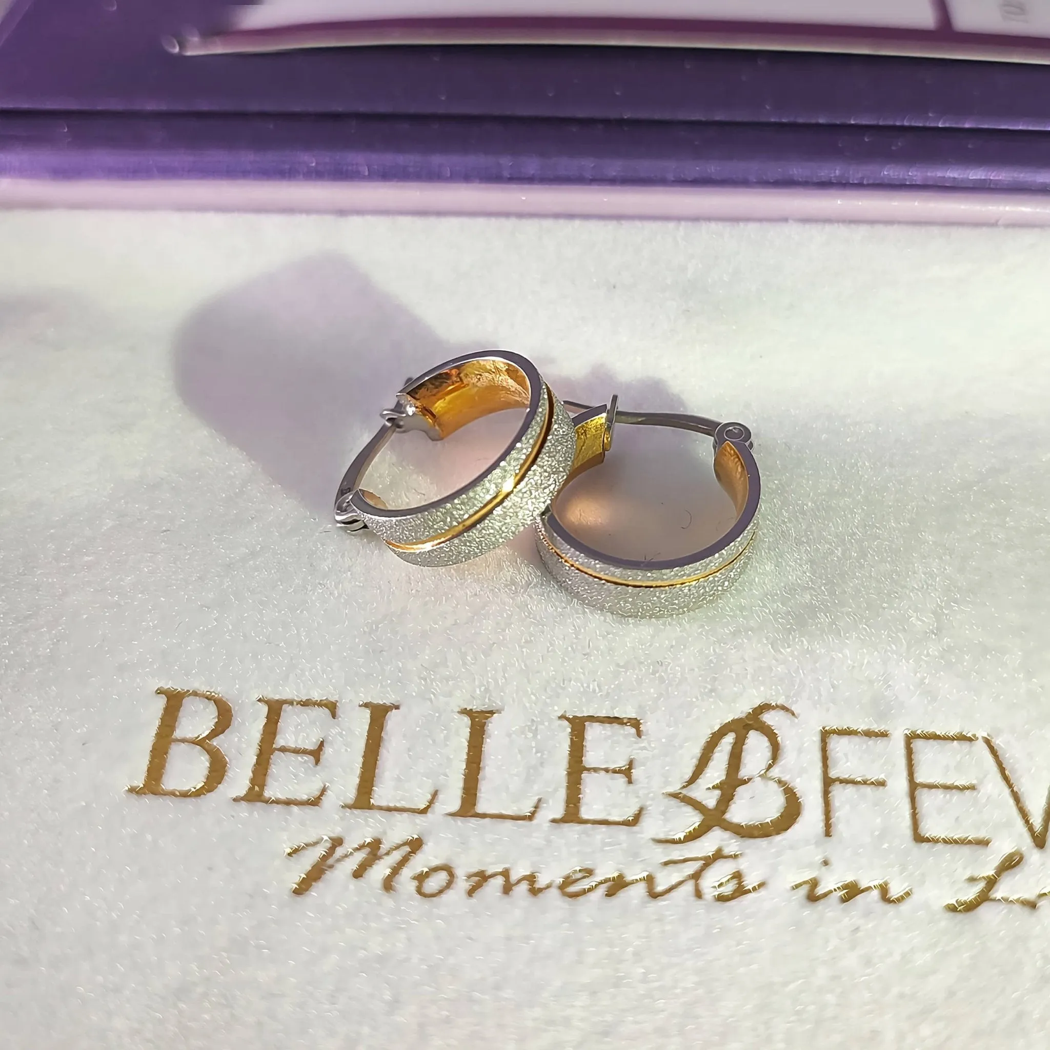 Sparkling Two Tone Hoop Earrings